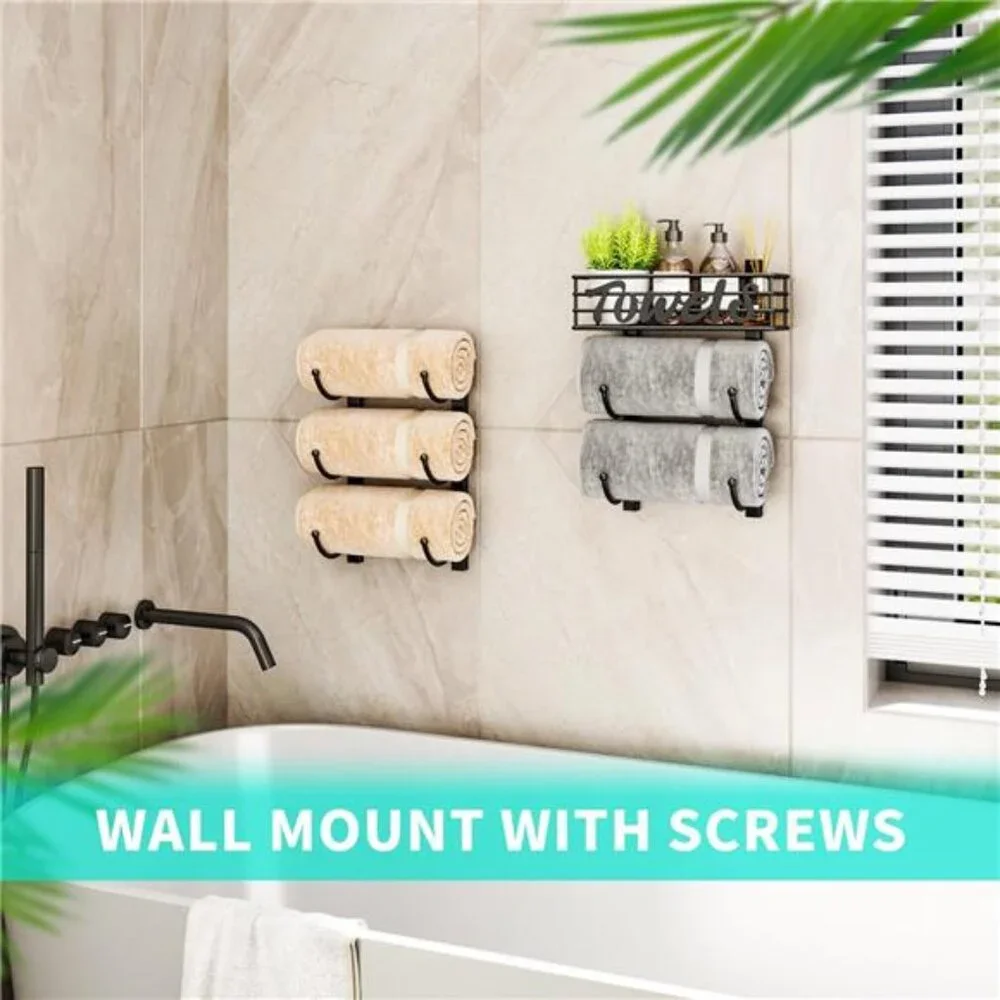 Towel Racks for Bathroom Storage - 6 Tier Over The Door & Wall Mount